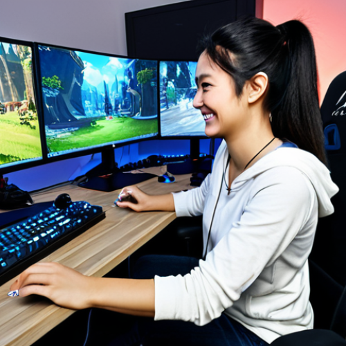 **

"A determined female gamer, fully clothed in casual attire, sitting at her computer playing ArcheAge. The screen shows a vibrant in-game event with other players. She is smiling and focused, surrounded by gaming gear. Modern gaming room background. Safe for work, appropriate content, family-friendly, perfect anatomy, natural pose, well-formed hands, proper finger count, professional lighting."

**
