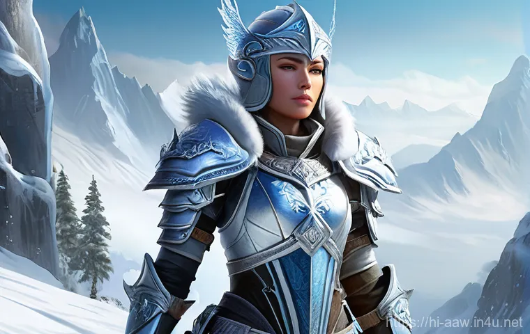 아키에이지 시즌별 인기 아이템 - **Prompt 1: The Icy Guardian**
"An ArcheAge-style, highly detailed full-body portrait of a formi...