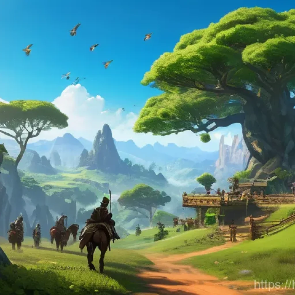 아키에이지 서버 선택 가이드 - **Prompt: "A vibrant scene depicting the early days of a new ArcheAge server. Lush, untouched fantas...