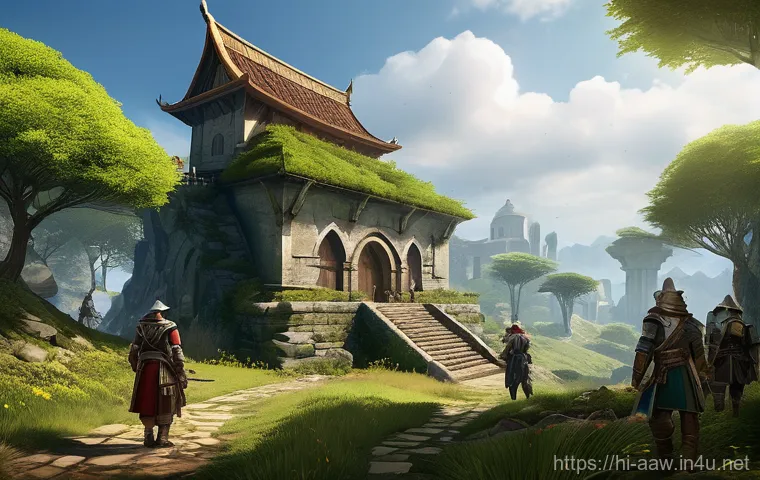 아키에이지 서버 선택 가이드 - **Prompt: "A bustling marketplace in a well-established ArcheAge city, teeming with a diverse array ...